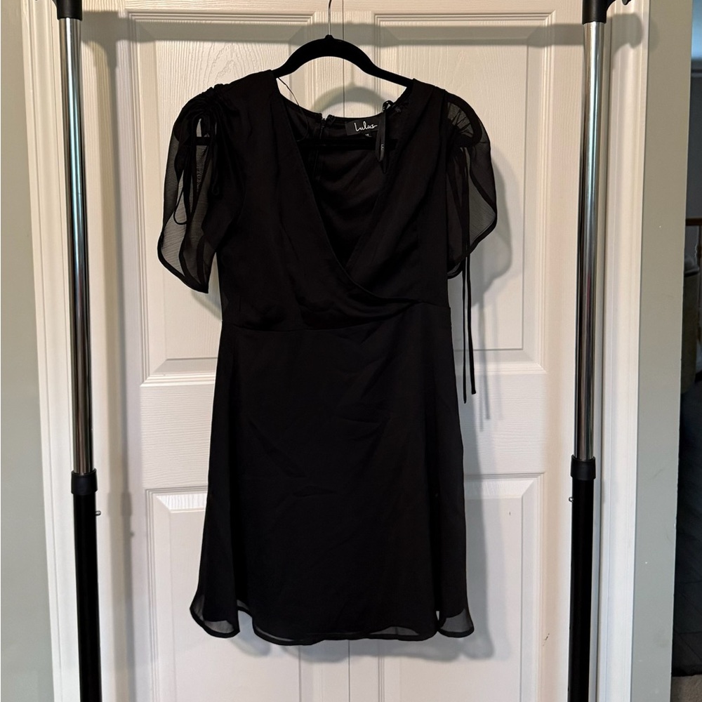 Lulus Black Sheer Overlay Minidress